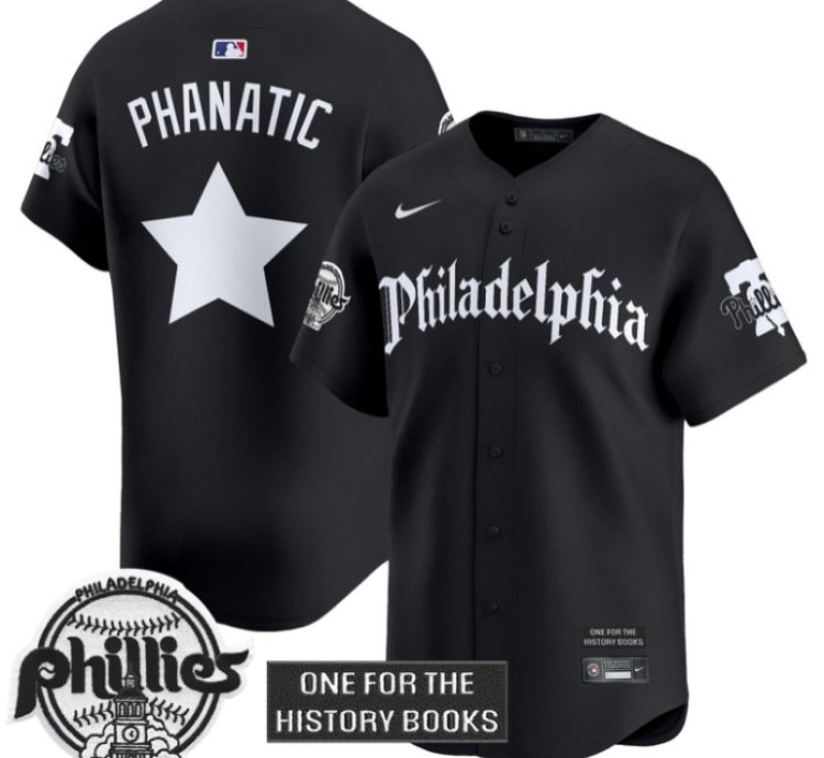 Phanatic Jersey Phillies Retro Newspaper Edition Vapor Premier Limited Stitched Black
