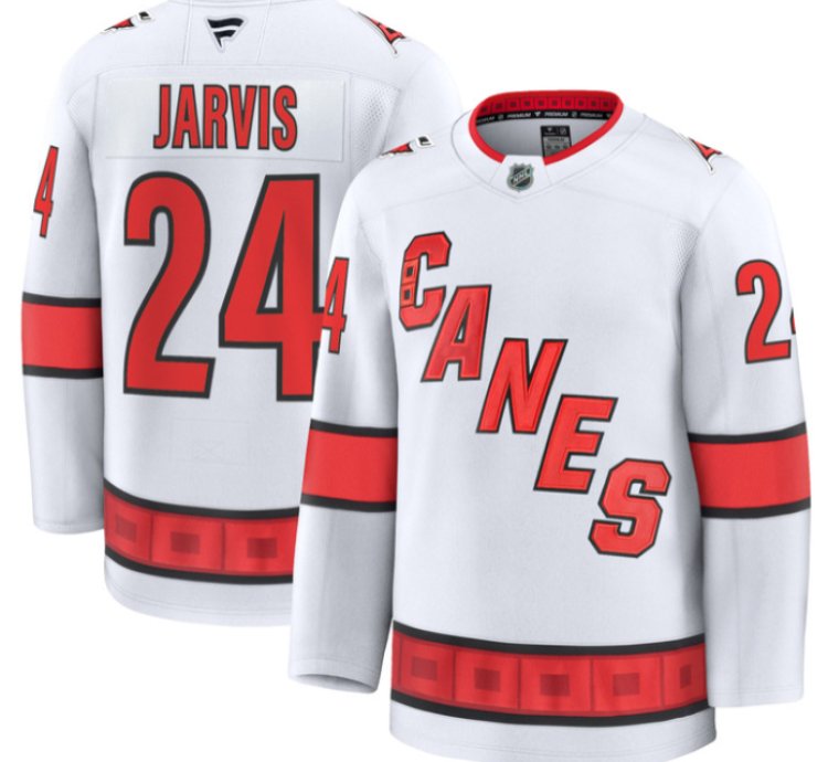 Seth Jarvis Jersey 24 Carolina Hurricanes Premium All Stitched White