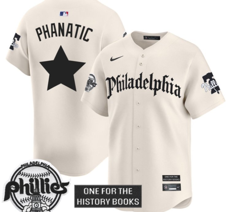 Phanatic Jersey Phillies Retro Newspaper Edition Vapor Premier Limited Stitched Cream