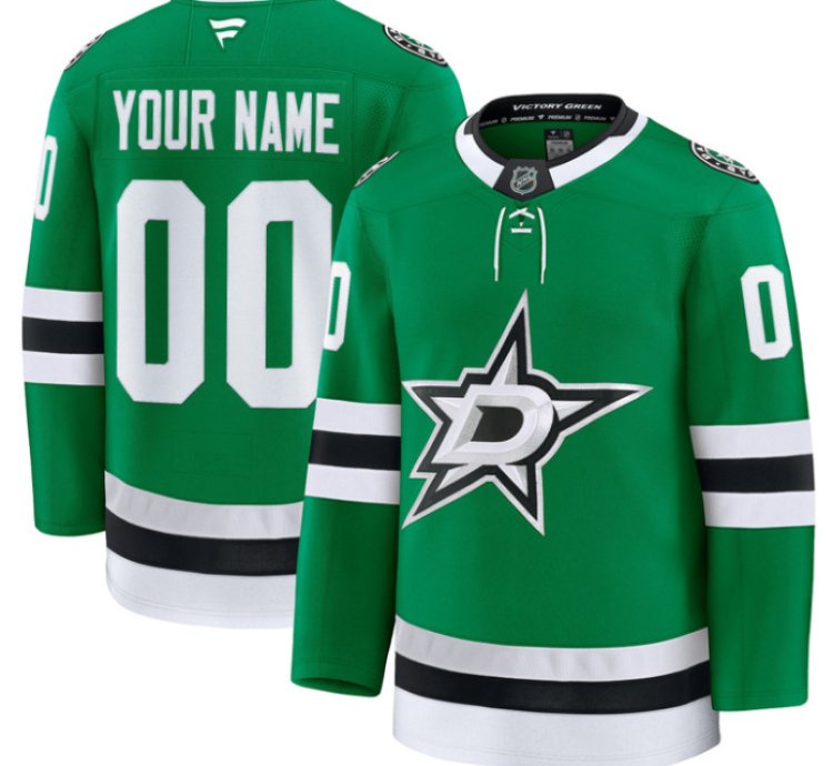 Custom Dallas Stars Premium Jersey Name And Number All Stitched Kelly Green