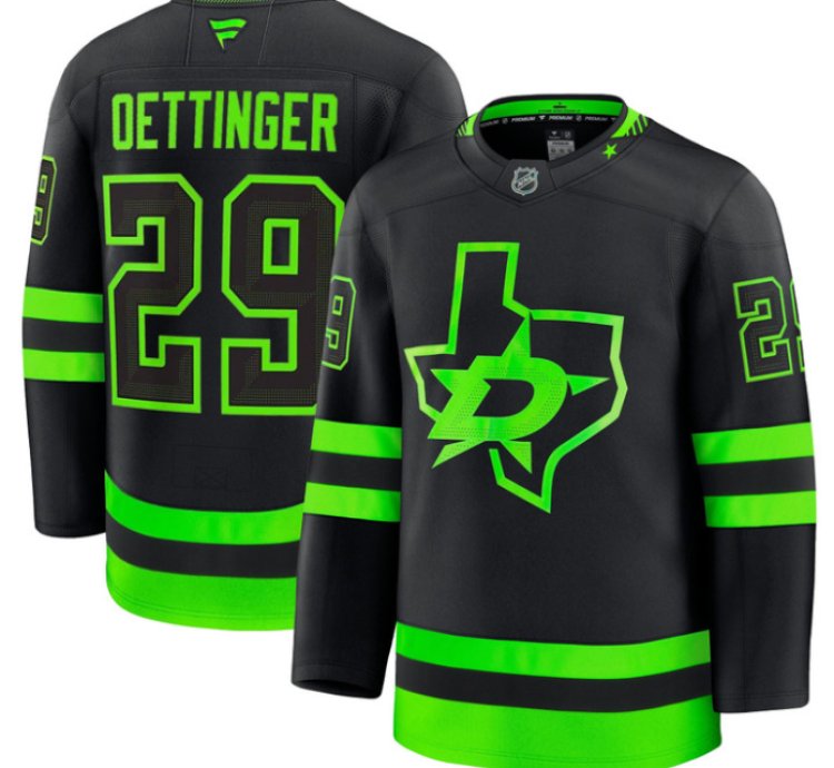 Jake Oettinger Jersey 29 Dallas Stars Premium All Stitched Black