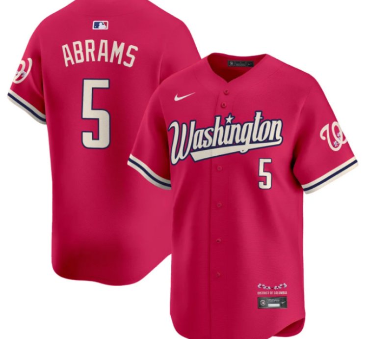 Cj Abrams Jersey 5 Washington Nationals Vapor Limited All Stitched Pink