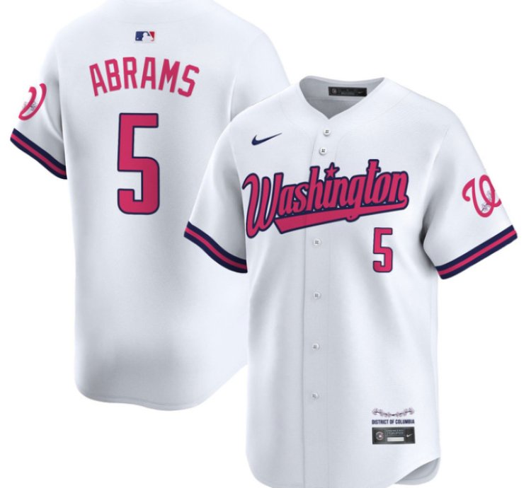 Cj Abrams Jersey 5 Washington Nationals Vapor Limited All Stitched White