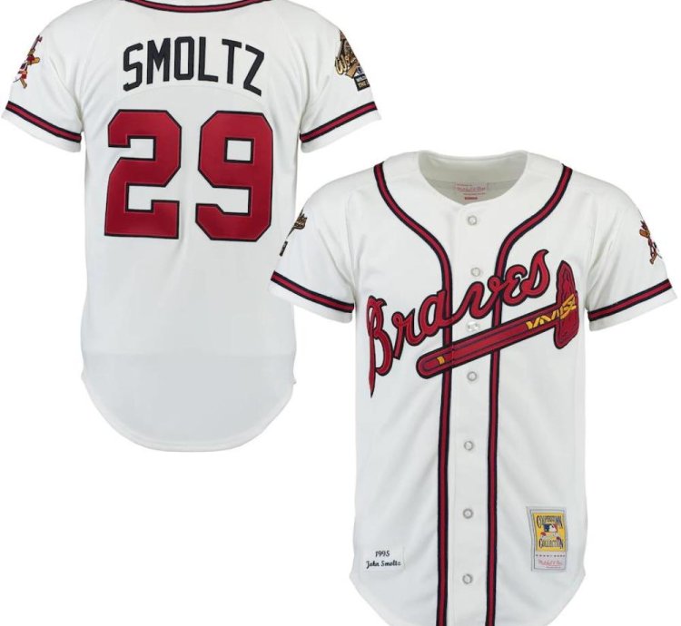 Atlanta Braves John Smoltz White 1995 Throwback Jersey