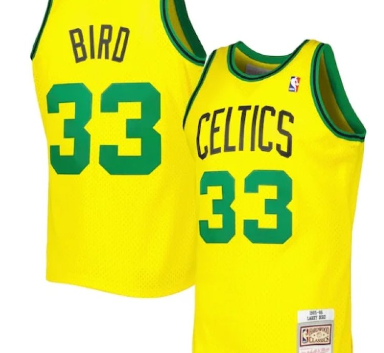 Larry Bird Boston Celtics 1985-86 Hardwood Classics Reload 30 Swingman Jersey - Gold