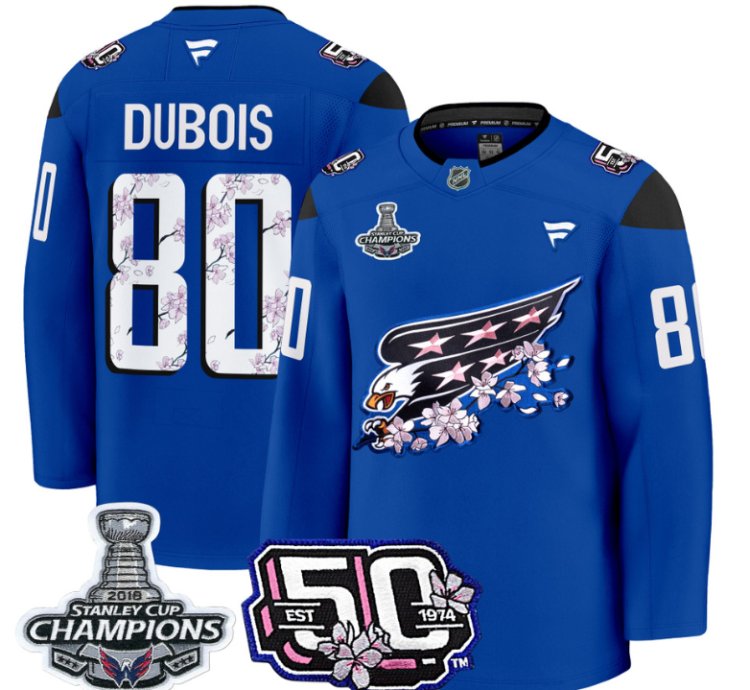 Pierre-luc Dubois Jersey 80 Washington Capitals 50th 2018 Stanley Cup Champions Patch Royal