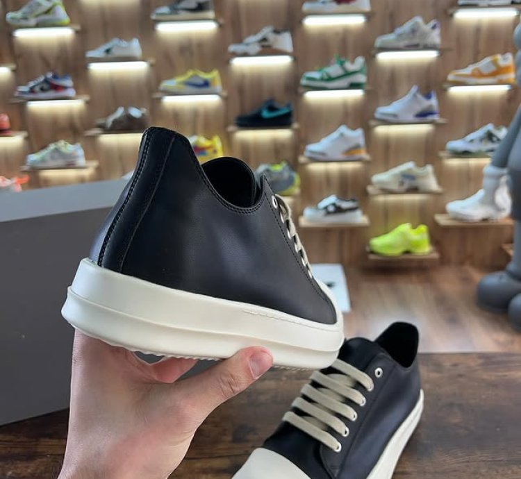 Rick Owens Leather Ramones Low Round Toe Sneakers