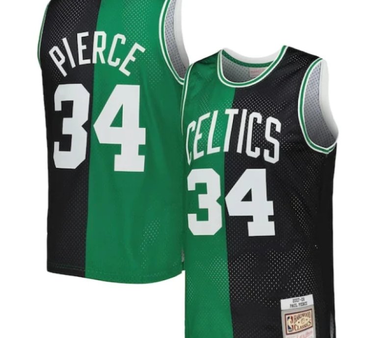 Paul Pierce Boston Celtics Hardwood Classics 200708 Split Swingman Jersey - Blackkelly Green