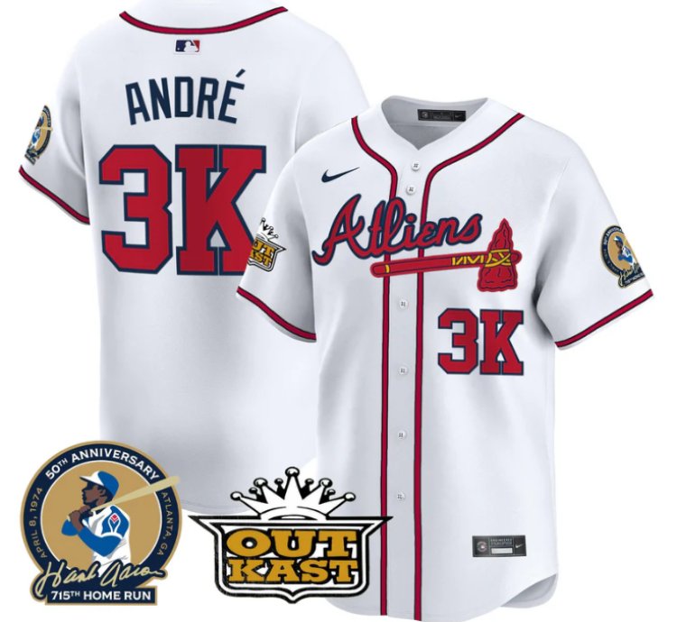 André Jersey 3k Atlanta Braves Atliens Hank Aaron Patch Limited Stitched White