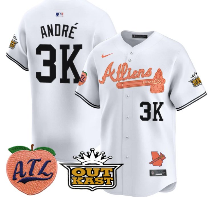 André Jersey 3k Atlanta Braves Atliens Peach Vapor Premier Limited Stitched White