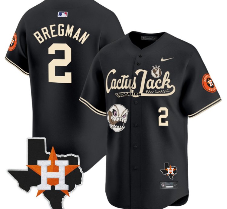 Alex Bregman 2 Houston Astros Cactus Jack Foundation Fall Classic Limited Jersey Black