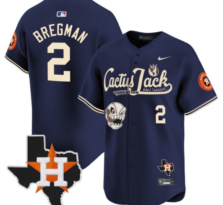 Alex Bregman 2 Houston Astros Cactus Jack Foundation Fall Classic Limited Jersey Navy