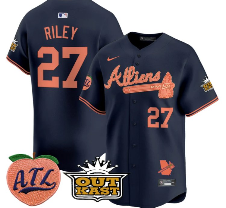 Austin Riley Jersey 27 Atlanta Braves Atliens Peach Vapor Premier Limited Stitched