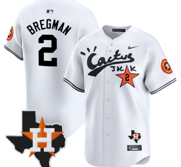 Alex Bregman 2 Houston Astros Cactus Jack Houston Patch Limited Jersey White