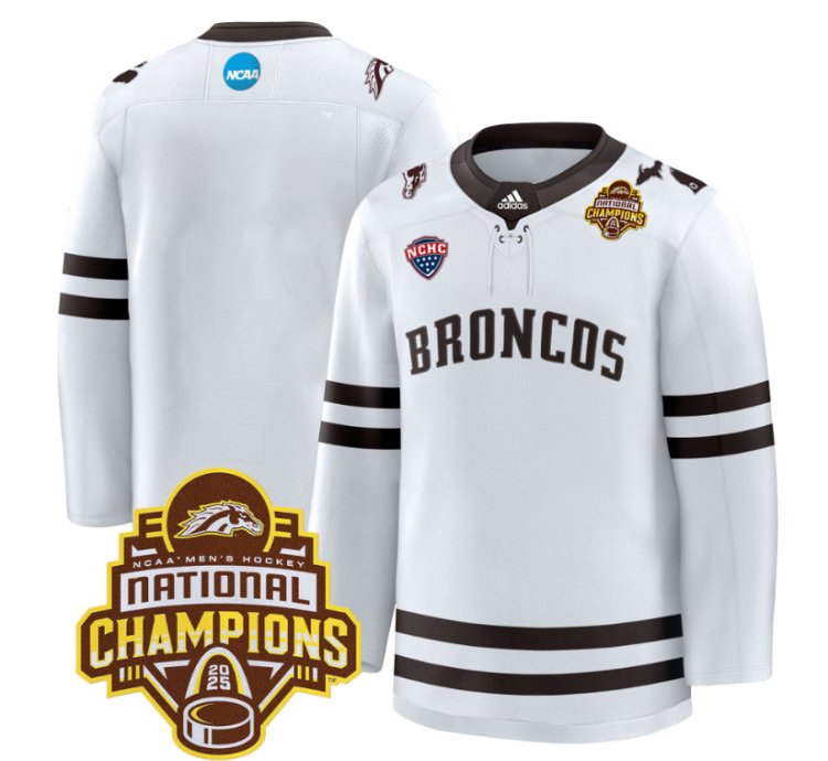 Team Jersey No Number Western Michigan Broncos 2025 National Champions Patch Stitched White