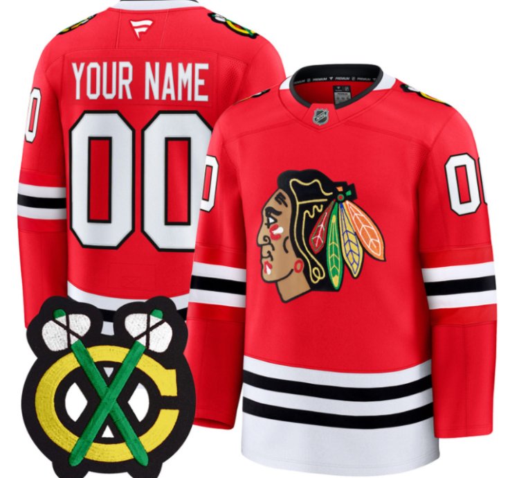 Custom Chicago Blackhawks Jersey Name Number Premium All Stitched Red