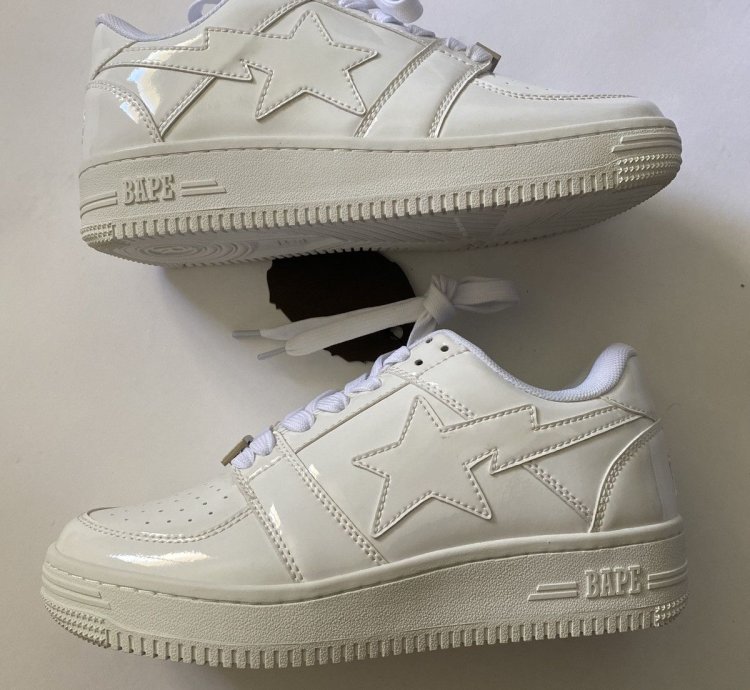 Bapesta Patent Leather All White