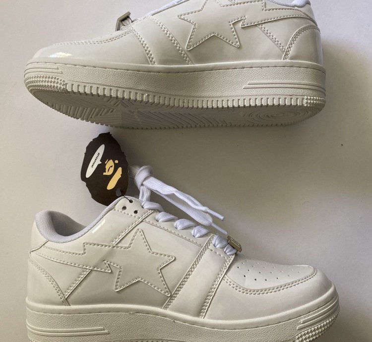 Bapesta Patent Leather All White