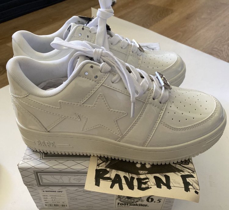Bapesta Patent Leather All White