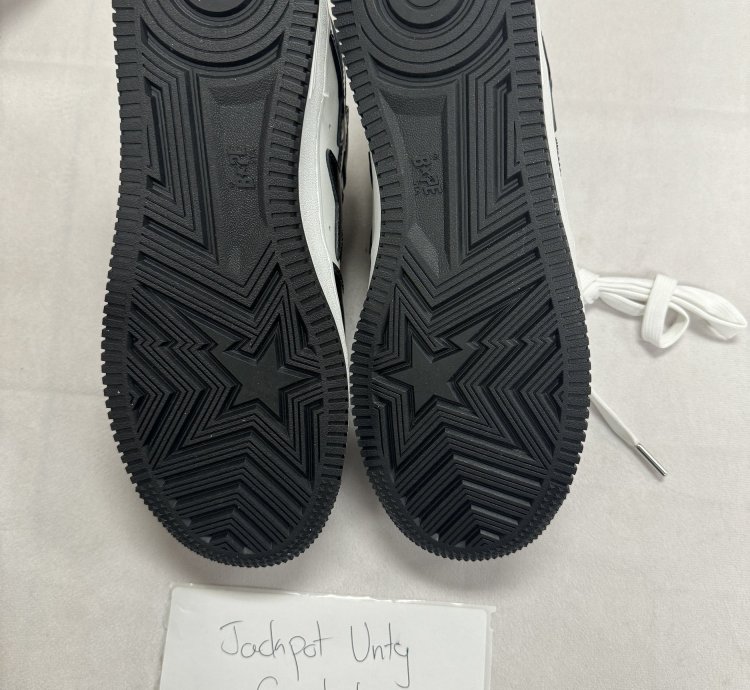 Bapesta Patent Leather Black White Twisted Face Size 10