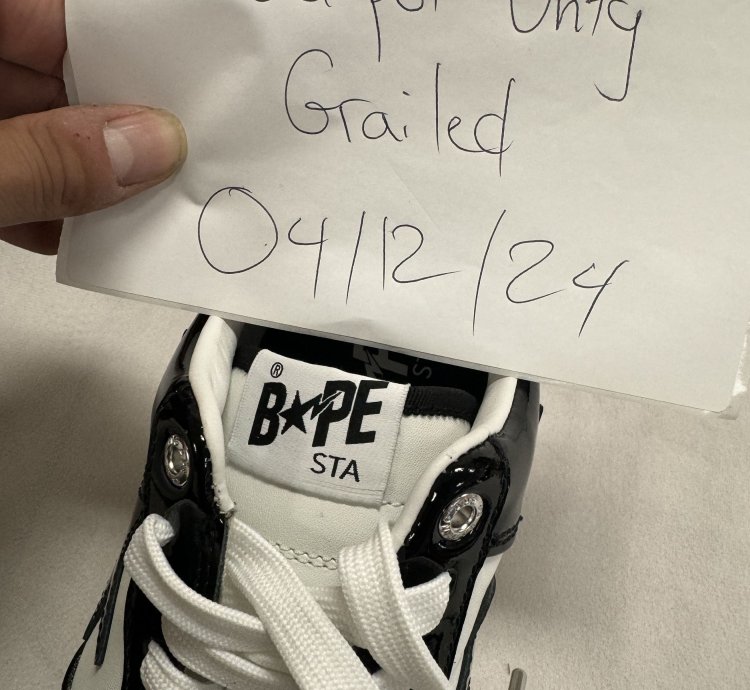 Bapesta Patent Leather Black White Twisted Face Size 10