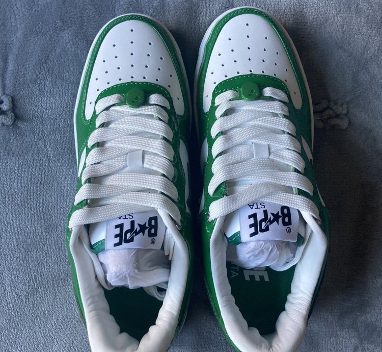 Bapesta Patent Leather Green White