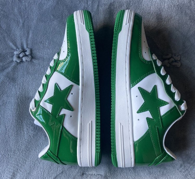 Bapesta Patent Leather Green White