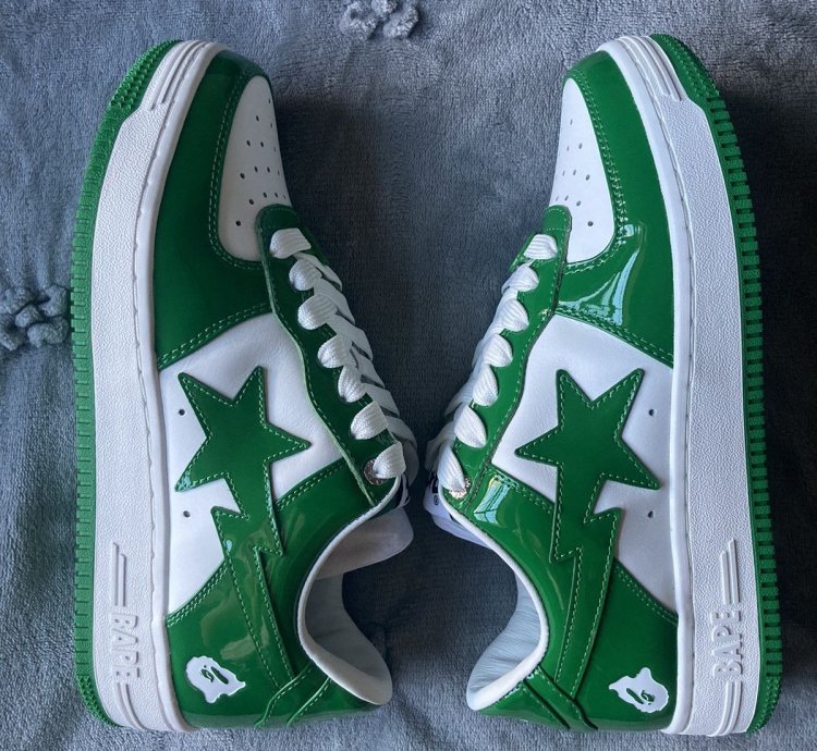 Bapesta Patent Leather Green White