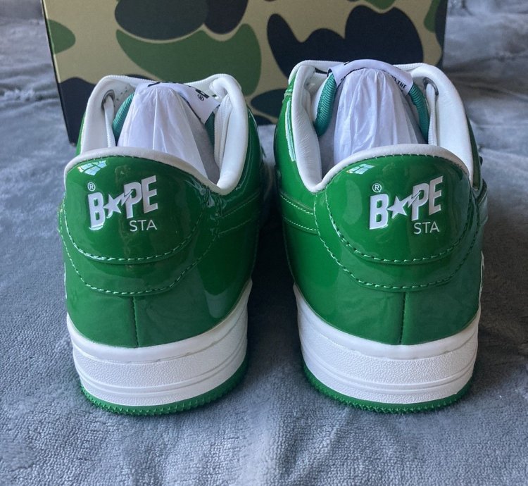 Bapesta Patent Leather Green White