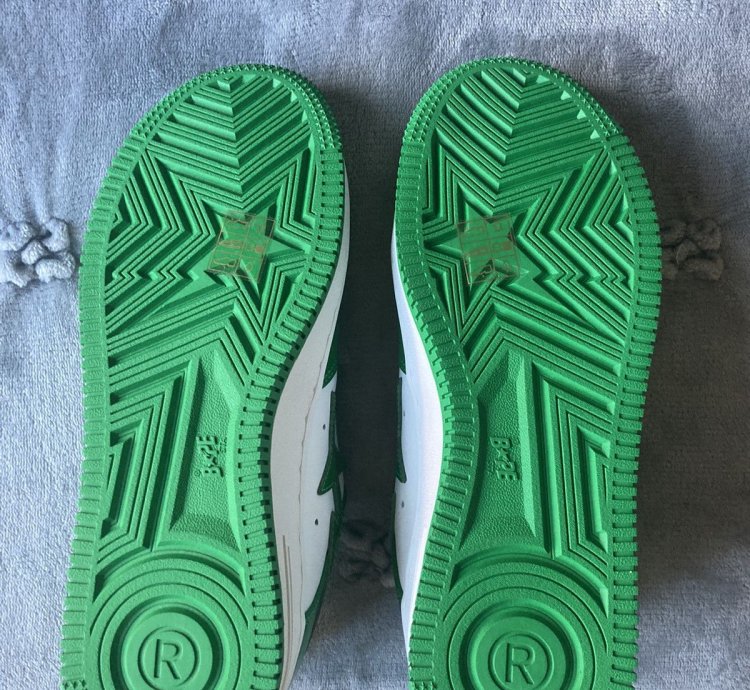 Bapesta Patent Leather Green White