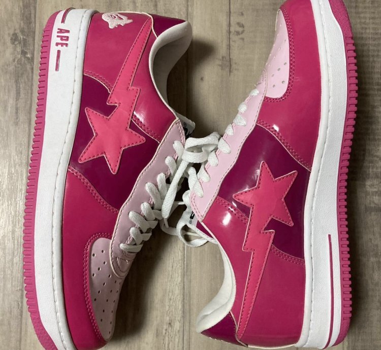Bapesta Patent Leather Sneakers Pink Bathing Ape Bape Sta