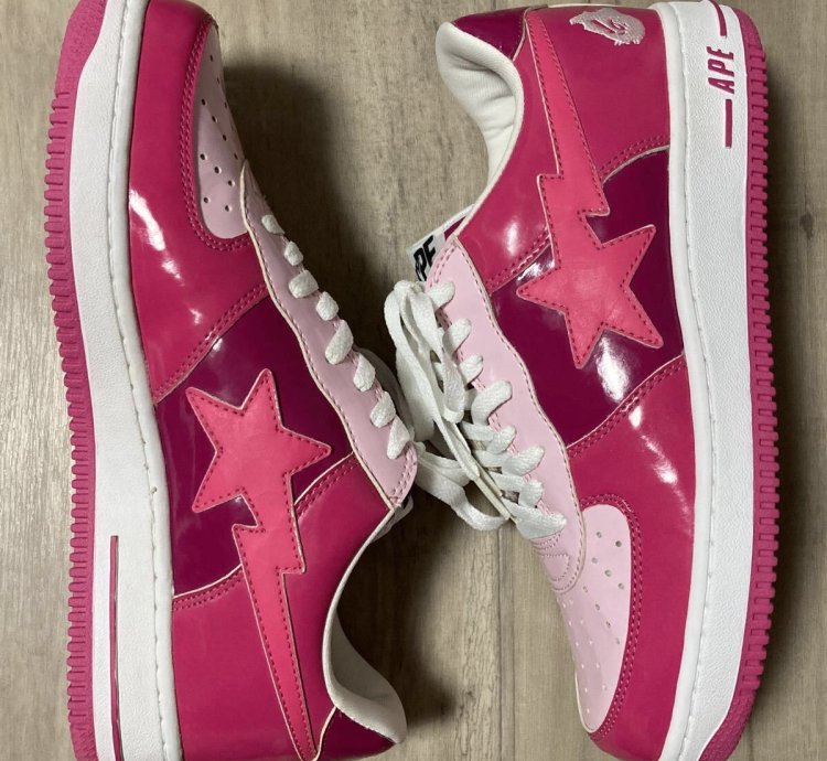 Bapesta Patent Leather Sneakers Pink Bathing Ape Bape Sta