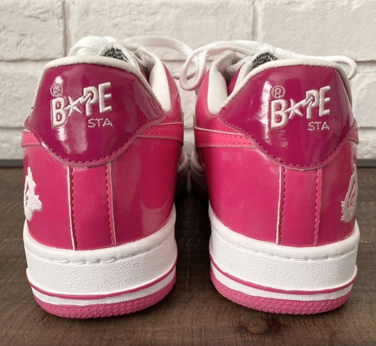 Bapesta Patent Leather Sneakers Pink Bathing Ape Bape Sta