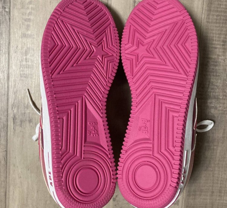 Bapesta Patent Leather Sneakers Pink Bathing Ape Bape Sta