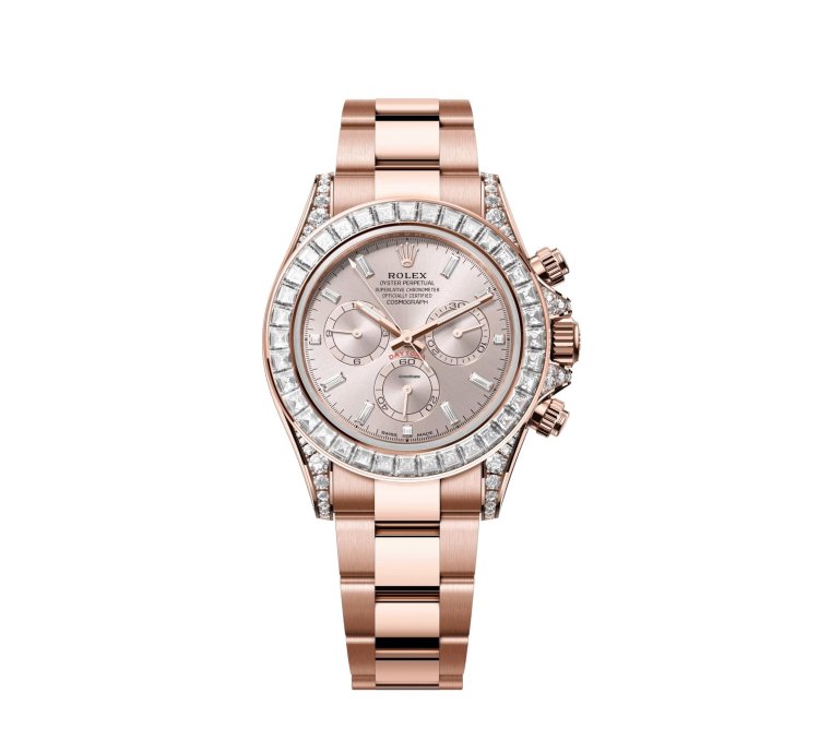 Rolex Daytona 126595tbr Rose Gold Sundust Diamond Dial Diamond Bezel