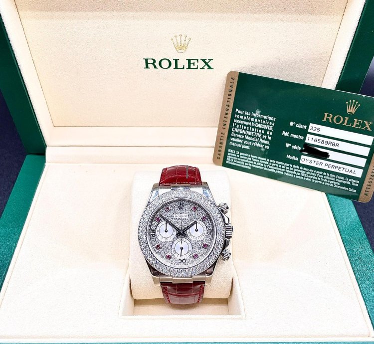 Rolex Daytona 18kt Whitegold Ruby Diamond Original Setting Very Rare Piece