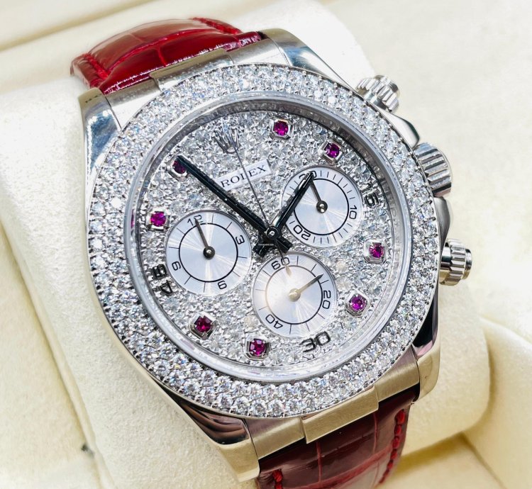 Rolex Daytona 18kt Whitegold Ruby Diamond Original Setting Very Rare Piece