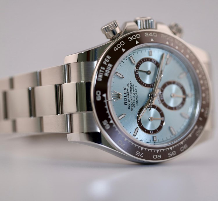 Rolex Daytona 2024 Daytona Platinum Ice Blue Baton Open Case Back 126506