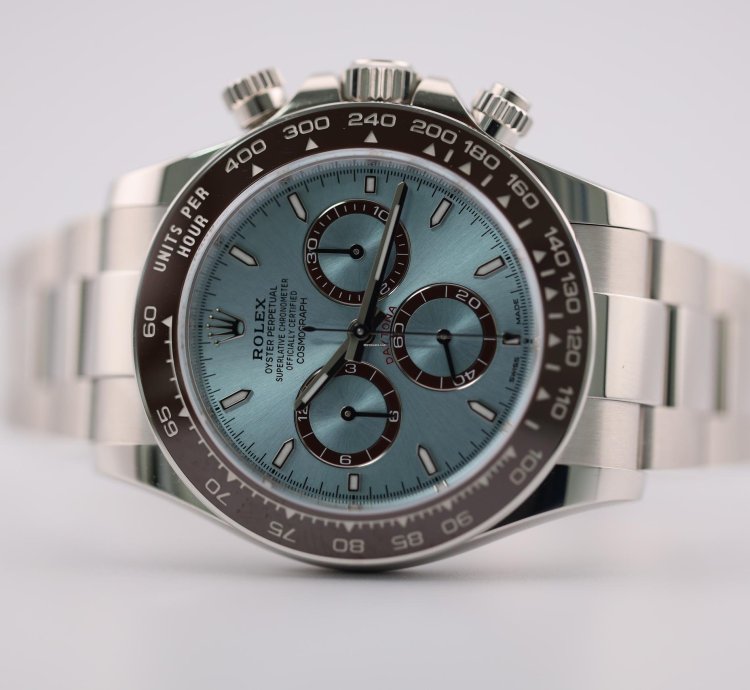 Rolex Daytona 2024 Daytona Platinum Ice Blue Baton Open Case Back 126506