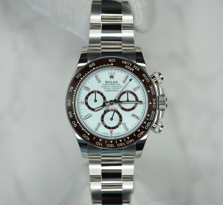 Rolex Daytona 2024 Platinum Daytona Diamond Baguette Unworn Open Case Back Box Papers 126506