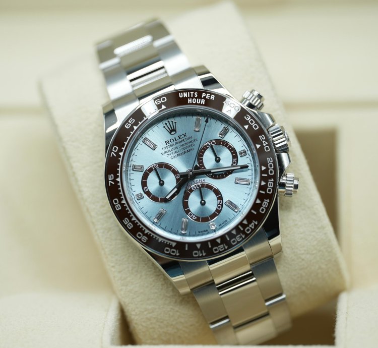 Rolex Daytona 2024 Platinum Daytona Diamond Baguette Unworn Open Case Back Box Papers 126506