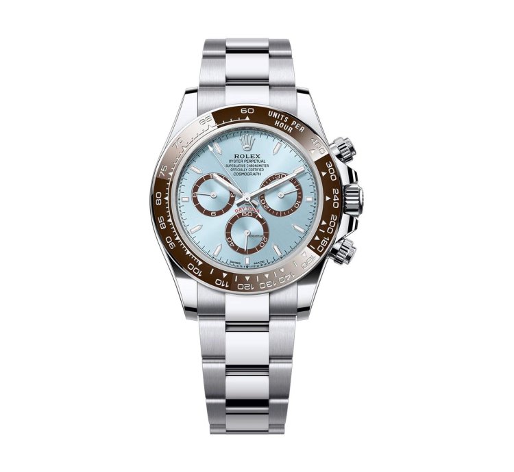 Rolex Daytona 40mm Platinum Brown Ceramic Bezel Ice Blue Diamond Dial