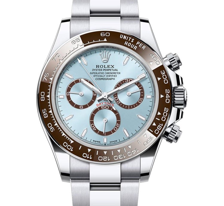 Rolex Daytona 40mm Platinum Brown Ceramic Bezel Ice Blue Diamond Dial