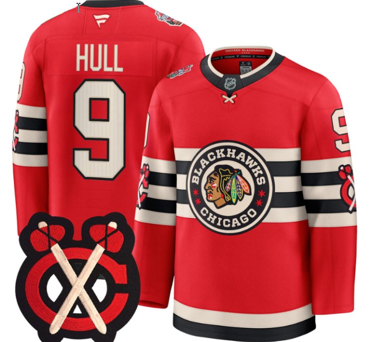 Bobby Hull Jersey 9 Chicago Blackhawks Winter Classic Patch Stitched Red
