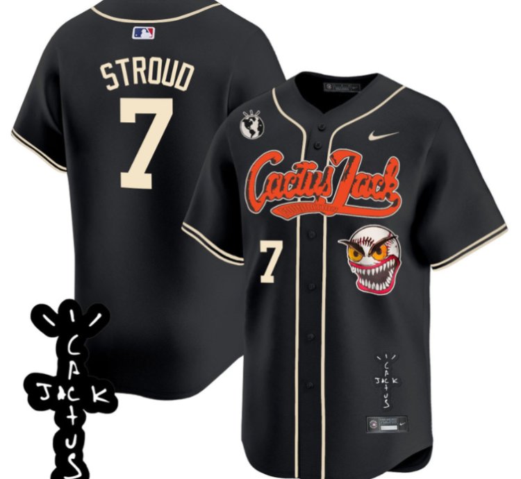 Cj Stroud 7 Houston Astros Cactus Jack Patch V2 Men Jersey - Black