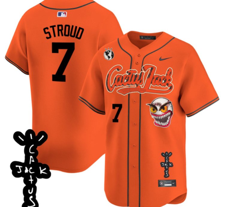 Cj Stroud 7 Houston Astros Cactus Jack Patch V2 Men Jersey - Orange
