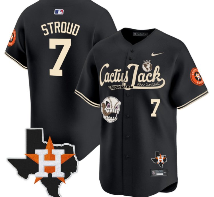 Cj Stroud 7 Houston Astros Cactus Jack Foundation Fall Classic Black Limited Jersey