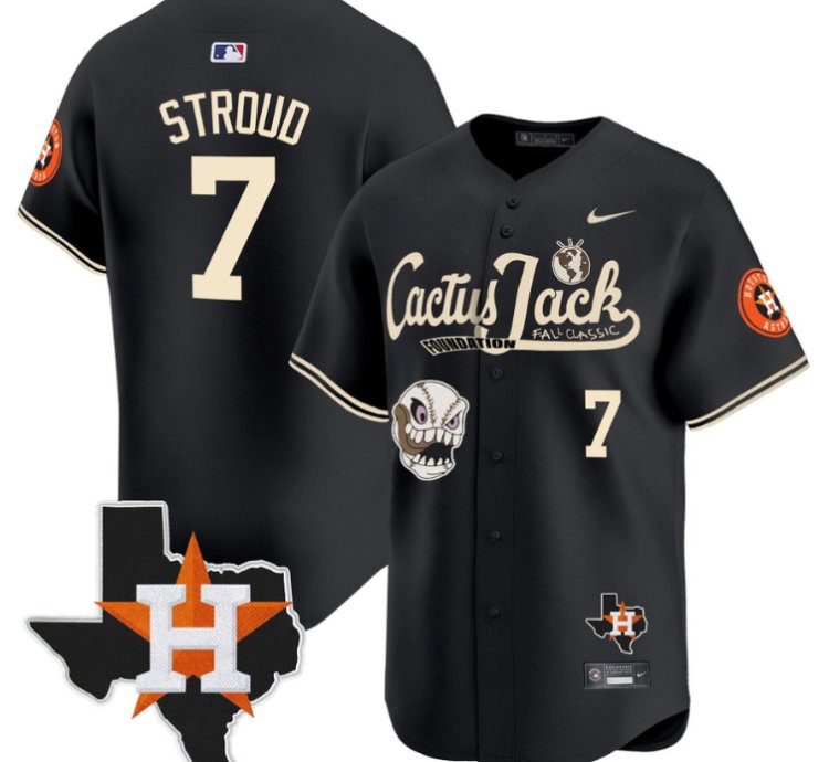 Cj Stroud 7 Houston Astros Cactus Jack Foundation Fall Classic Limited Jersey Black