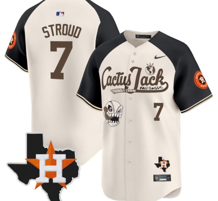 Cj Stroud 7 Houston Astros Cactus Jack Foundation Fall Classic Limited Jersey Cream Alternate