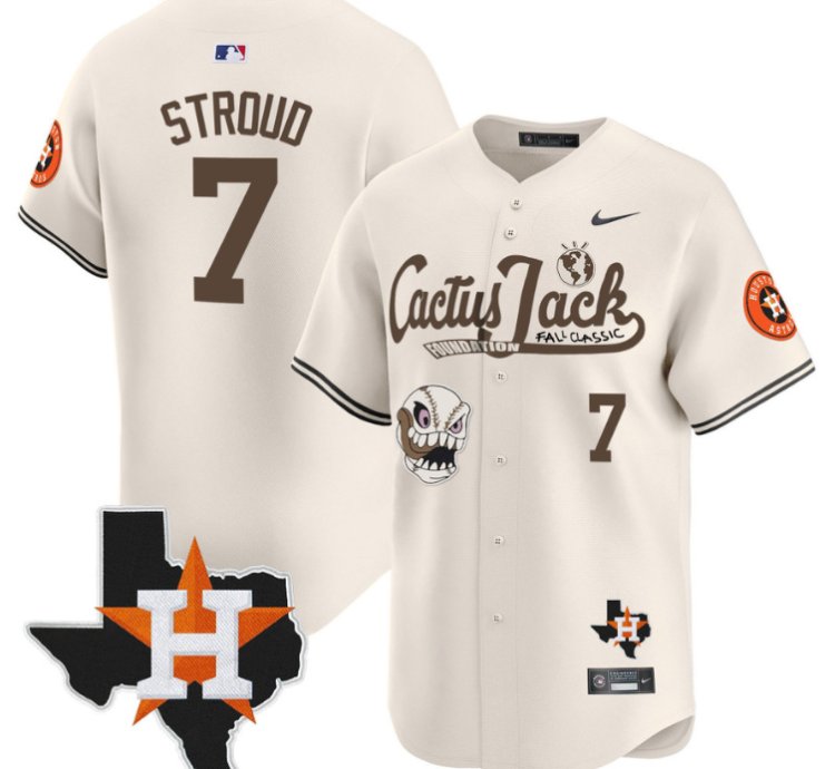 Cj Stroud 7 Houston Astros Cactus Jack Foundation Fall Classic Limited Jersey Cream